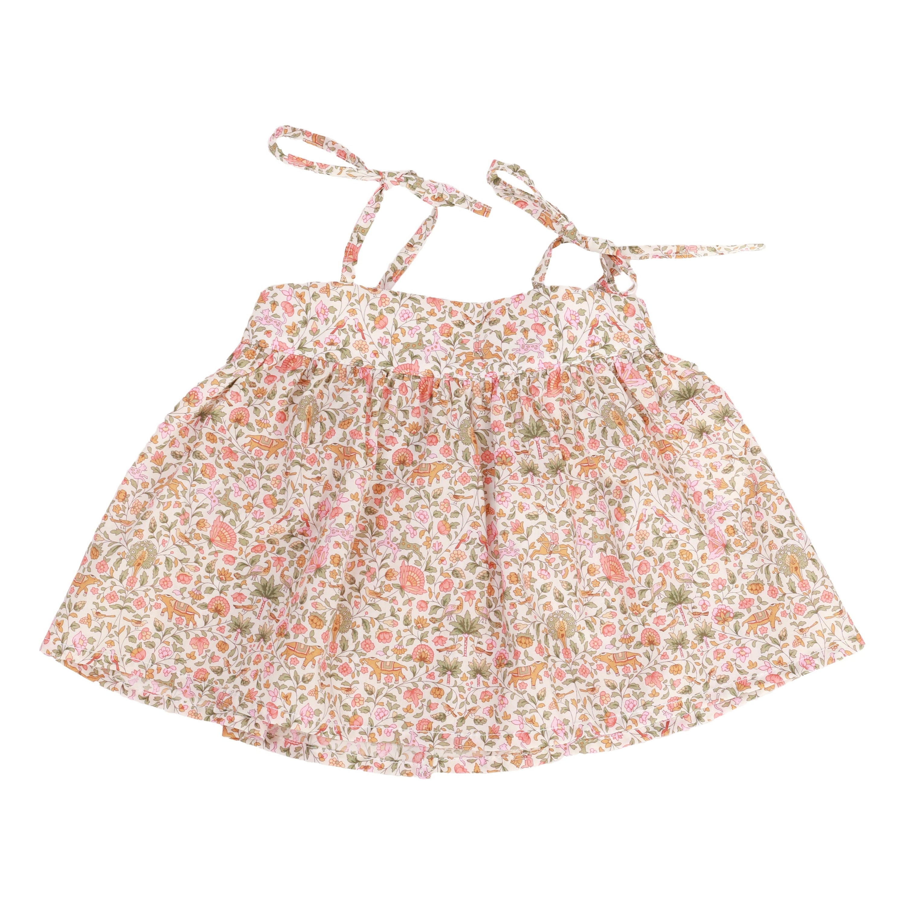 Floral dress with thin straps on a white background