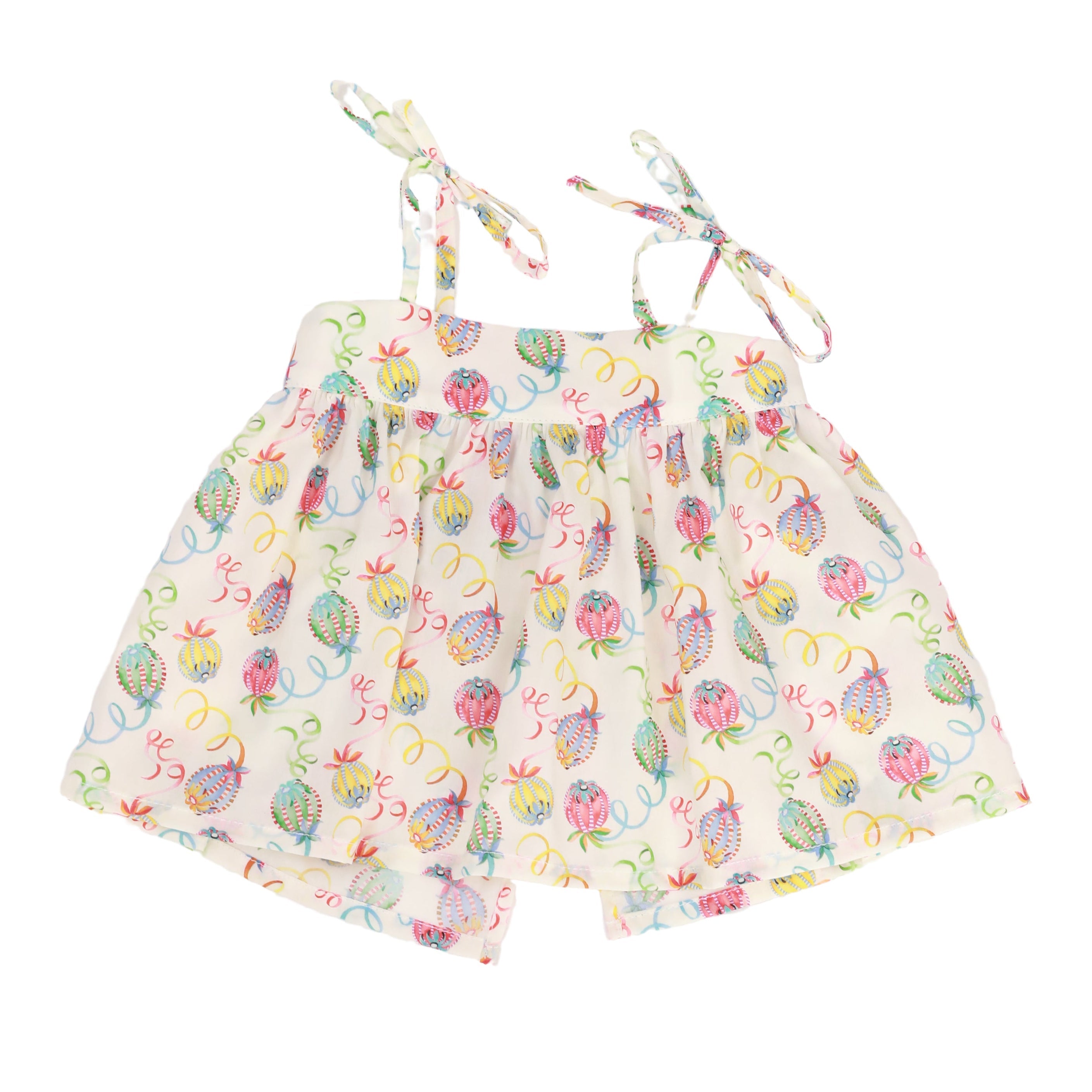 Floral dress with thin straps on a white background