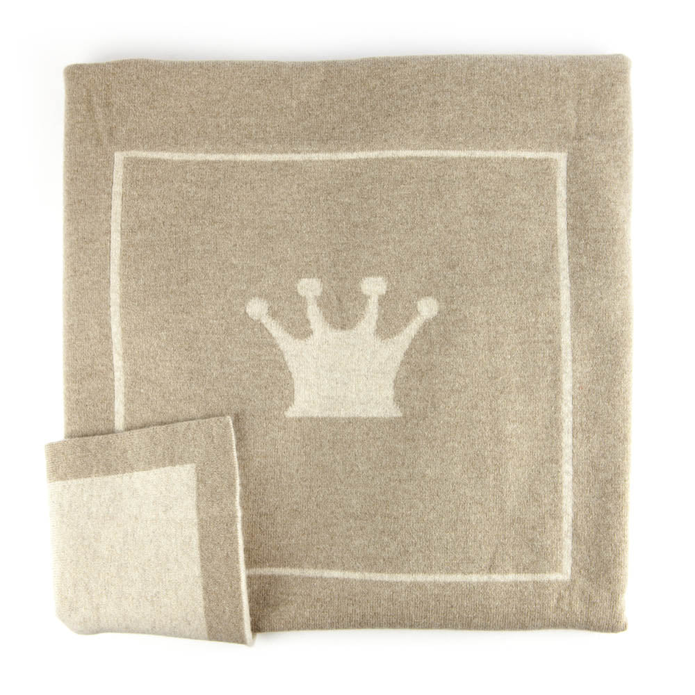 Little Royals Cashmere Crown Plaid - Beige/Natural